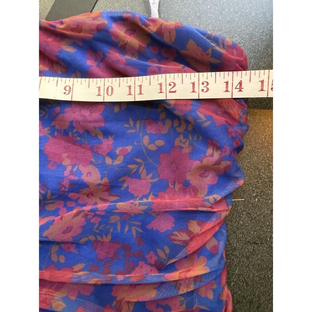 NWT Lulus Mesmerizing Flirt Ruched Mesh Floral Mini Dress M Strapless Y2K - Picture 5 of 12